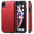 For iPhone XR Shockproof Calf Texture Protective Case with Holder & Card Slots & Frame(Red)