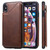 For iPhone XS Max Shockproof Calf Texture Protective Case with Holder & Card Slots & Frame(Coffee)