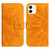 For iPhone 12 mini Skin Feel Sun Flower Pattern Flip Leather Phone Case with Lanyard(Yellow)