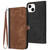 For iPhone 13 mini Side Buckle Double Fold Hand Strap Leather Phone Case(Brown)