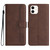 For iPhone 11 Heart Pattern Skin Feel Leather Phone Case(Brown)