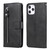 For iPhone 12 Pro Max Fashion Calf Texture Zipper Horizontal Flip Leather Case with Stand & Card Slots & Wallet Function(Black)