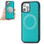 For iPhone 12 Pro Max Cross Texture Embossing Magnetic PU + TPU Protective MagSafe Case(Lake Green)