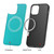 For iPhone 12 Pro Max Cross Texture Embossing Magnetic PU + TPU Protective MagSafe Case(Lake Green)