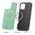 For iPhone 12 Pro Max Cross Texture Embossing Magnetic PU + TPU Protective MagSafe Case(Mint Green)