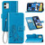 For iPhone 12 / 12 Pro Four-leaf Clasp Embossed Buckle Mobile Phone Protection Leather Case with Lanyard & Card Slot & Wallet & Bracket Function(Blue)