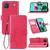 For LG K92 5G Four-leaf Clasp Embossed Buckle Mobile Phone Protection Leather Case with Lanyard & Card Slot & Wallet & Bracket Function(Magenta)
