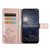 For Nokia G21 Four-leaf Clasp Embossed Buckle Leather Phone Case(Rose Gold)