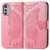 For Motorola Moto E32 Butterfly Love Flower Embossed Flip Leather Phone Case(Pink)