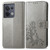 For OPPO Reno8 4G Four-leaf Clasp Embossed Buckle Leather Phone Case(Gray)