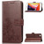 For iPhone SE 2022 / SE 2020 Four-leaf Clasp Embossed Buckle Mobile Phone Protection Leather Case with Lanyard & Card Slot & Wallet & Bracket Function(Brown)