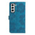 For Samsung Galaxy S21 FE 5G Flower Embossing Pattern Leather Phone Case(Blue)