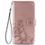 For iPhone 12 / 12 Pro Four-leaf Clasp Embossed Buckle Mobile Phone Protection Leather Case with Lanyard & Card Slot & Wallet & Bracket Function(Rose Gold)