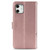 For iPhone 12 / 12 Pro Four-leaf Clasp Embossed Buckle Mobile Phone Protection Leather Case with Lanyard & Card Slot & Wallet & Bracket Function(Rose Gold)