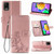 For LG K52 Four-leaf Clasp Embossed Buckle Mobile Phone Protection Leather Case with Lanyard & Card Slot & Wallet & Bracket Function(Rose Gold)