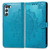 For Samsung Galaxy S21 FE Halfway Mandala Embossing Pattern Horizontal Flip Leather Case with Holder & Card Slots & Wallet & Lanyard(Blue)