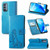 For OnePlus Nord N200 5G Four-leaf Clasp Embossed Buckle Mobile Phone Protection Leather Case with Lanyard & Card Slot & Wallet & Bracket Function(Blue)