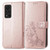 For Honor V40 5G Four-leaf Clasp Embossed Buckle Mobile Phone Protection Leather Case with Lanyard & Card Slot & Wallet & Bracket Function(Rose Gold)