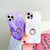 For iPhone 12 mini Thickened TPU Glazed Marble Pattern Case with Metallic Ring Holder(Pink)