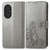 For Honor 50 SE Four-leaf Clasp Embossed Buckle Mobile Phone Protection Leather Case with Lanyard & Card Slot & Wallet & Bracket Function(Gray)