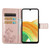 For Samsung Galaxy A13 4G Four-leaf Clasp Embossed Buckle Leather Phone Case(Rose Gold)
