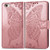 For iPhone SE 2022 / SE 2020 Butterfly Love Flower Embossed Horizontal Flip Leather Case with Bracket / Card Slot / Wallet / Lanyard(Rose Gold)