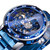 Winner Leisure Skeleton Diamond Luminous Pointer Watch Men Manual Mechanical Watch(Blue Belt Silver Shell Blue Face)