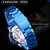Winner Leisure Skeleton Diamond Luminous Pointer Watch Men Manual Mechanical Watch(Blue Belt Silver Shell Blue Face)