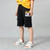 Boys Fashion Label Short Pants Overalls (Color:Black Size:150cm)