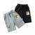 Boys Fashion Label Short Pants Overalls (Color:Black Size:150cm)