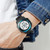 SKMEI 1731 Triplicate Round Dial LED Dual Time Digital Display Luminous Electronic Watch(Blue and White)