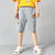 Boys Fashion Label Short Pants Overalls (Color:Grey Size:120cm)