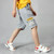 Boys Fashion Label Short Pants Overalls (Color:Grey Size:120cm)