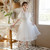 Girls Embroidered Lace Mesh Princess Dress (Color:White Size:110cm)