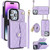 For iPhone 15 Pro Max Crossbody Rhombic Horizontal Wallet Leather Phone Case(Purple)
