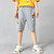 Boys Fashion Label Short Pants Overalls (Color:Grey Size:140cm)
