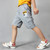 Boys Fashion Label Short Pants Overalls (Color:Grey Size:140cm)