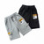 Boys Fashion Label Short Pants Overalls (Color:Grey Size:140cm)