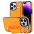 For iPhone 14 Pro Max Non-slip Full Coverage Ring PU Phone Case with Wristband(Orange)