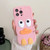 For iPhone 15 Pro Max Wave Edge Big Duck Silicone Phone Case with Wristband(Pink)
