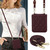 For Samsung Galaxy Z Flip4 Rhombic Texture Phone Case with Long & Short Lanyard(Wine Red)