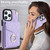 For iPhone 12 / 12 Pro Rhombic Texture Card Bag Phone Case with Long Lanyard(Light Purple)