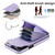 For iPhone 12 / 12 Pro Rhombic Texture Card Bag Phone Case with Long Lanyard(Light Purple)