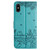 For iPhone X Cat Embossing Pattern Leather Phone Case with Lanyard(Blue)