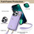 For iPhone 13 Pro Zipper Card Bag Phone Case with Dual Lanyard(Purple)