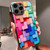 For iPhone XS / X Colorful Toy Bricks Pattern Shockproof Glass Phone Case(Black)