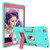 For iPad 10.2 Contrast Color Silicone + PC Combination Case with Holder(Aqua + Rose Red)