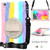 For Samsung Galaxy Tab A 8.0 (2019) T290 / T295 Shockproof Colorful Silicone + PC Protective Case with Holder & Shoulder Strap & Hand Strap(Pink)