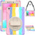 For Samsung Galaxy Tab A 8.0 (2019) T290 / T295 Shockproof Colorful Silicone + PC Protective Case with Holder & Shoulder Strap & Hand Strap(Pink)