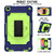 For Samsung Tab A 8.0 (2019)/T290 360 Degree Rotation Turntable Contrast Color Robot Shockproof Silicone + PC Protective Case with Holder(Navy Blue + Yellow Green)